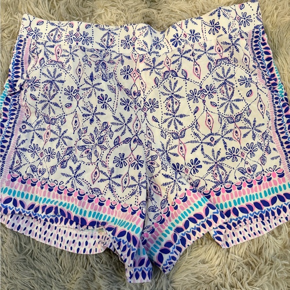 Lilly Pulitzer Pants - Lilly Pulitzer White Shorts with Blue, Pink & Aqua Print